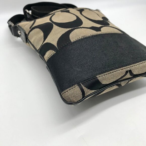 Coach Beige And Black Canvas Signature Stripe Crossbody Bag - Picture 7 of 10